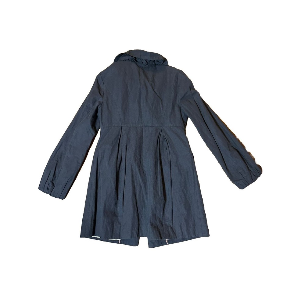 LOFT Drawstring Ruffle Collar Button Front Trench… - image 6